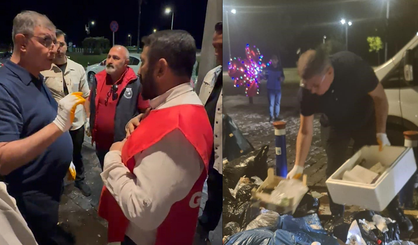 Başkan Cemil Tugay Sahaya Çıkıp Çöp Topladı